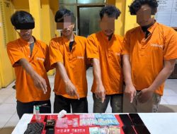 Polsek Tapung Hilir Tangkap Empat Pelaku Narkoba Saat Pesta Sabu-sabu