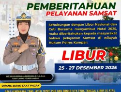 “Pengumuman Kasat Lantas Polres Kampar: ‘Samsat Tutup 25-27 Desember, Orang Bijak Taat Pajak’!”