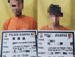 Polsek Kampar Amankan Pelaku Pencurian Sawit di Desa Alam Panjang