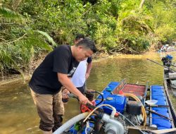 Polsek Kampar Kiri Operasi PETI, Temukan 3 Rakitan Tambang Emas di Sungai Subayang