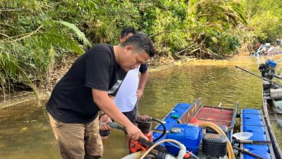 Polsek Kampar Kiri Operasi PETI, Temukan 3 Rakitan Tambang Emas di Sungai Subayang